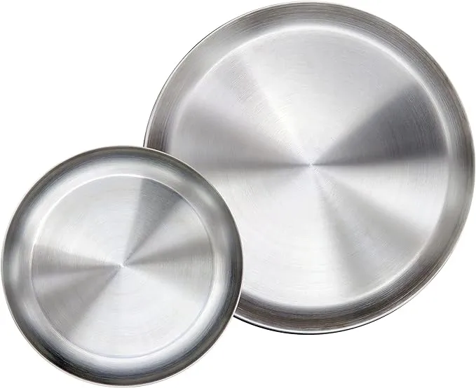 Matte Polished 10.0 Inch 304 Stainless Steel Round Plates Dish Set For Dinner Pl