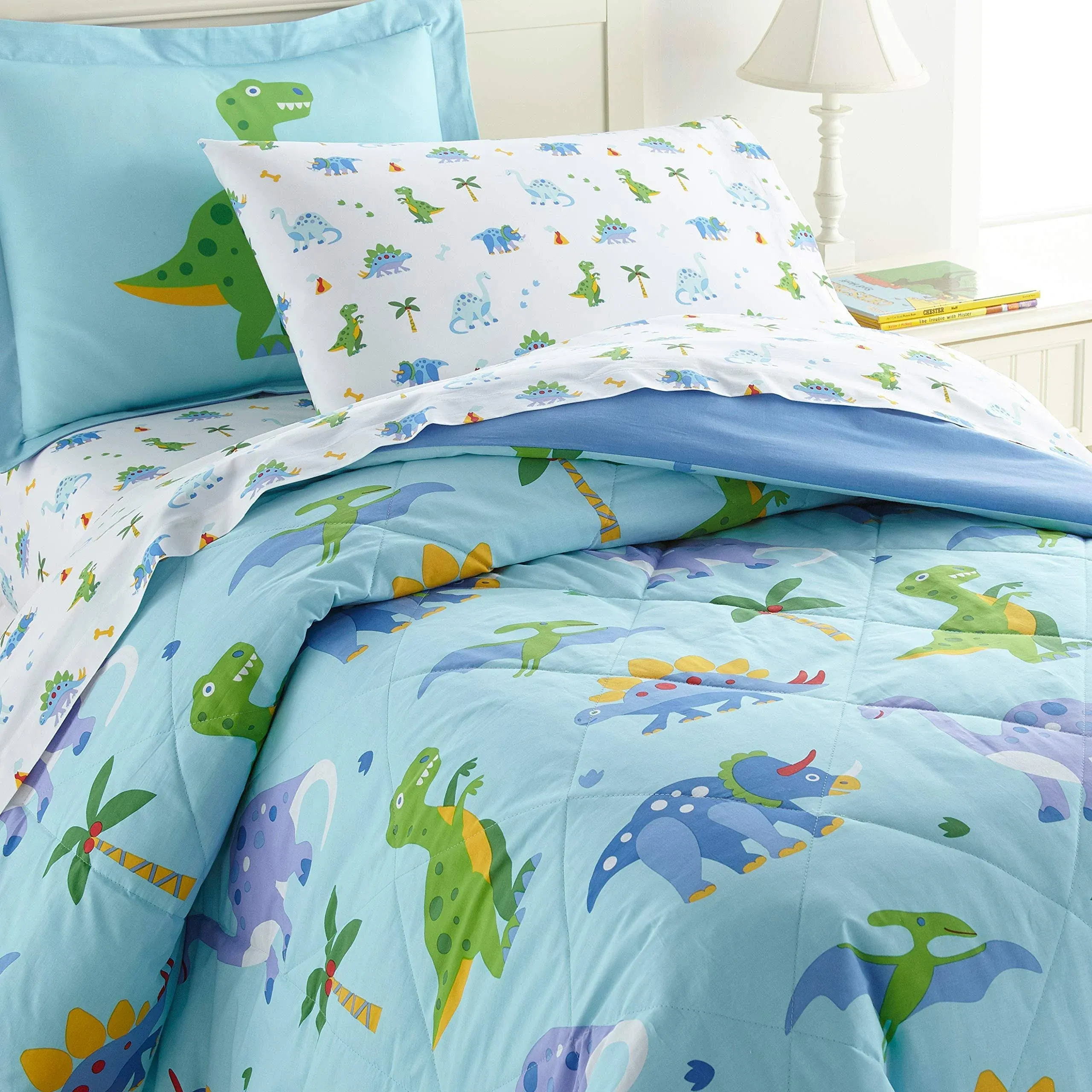 Wildkin Dinosaur Land 5 PC Cotton Twin Bed in A Bag