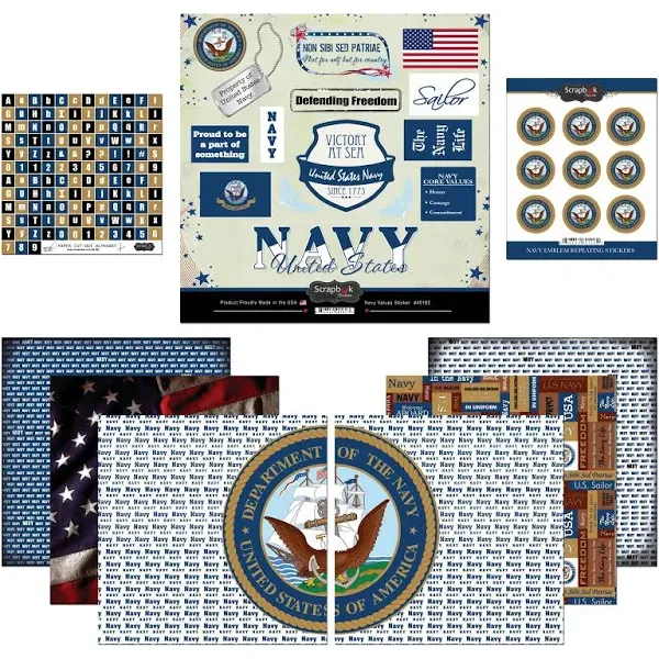 Scrapbook Customs Themed Paper and Stickers Scrapbook Kit, Navy