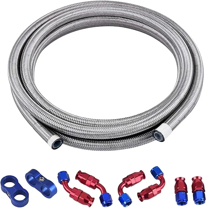 EVIL ENERGY 8AN PTFE Fuel Line Kit, AN8 E85 Fuel Hose Line 10FT Black