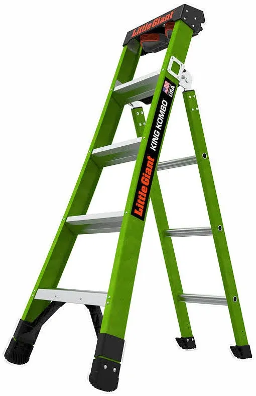 Little Giant King Kombo 5' Fiberglass 3-in-1 Multi-Use Ladder, 375 lbs. Rated, Type 1AA