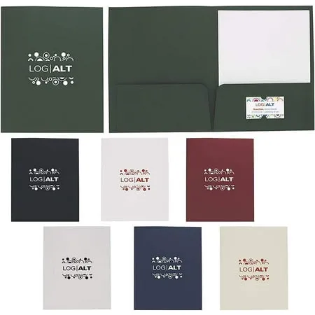 Personalized Linen Paper Folder Printed with Your Logo + Text - 100 Qty