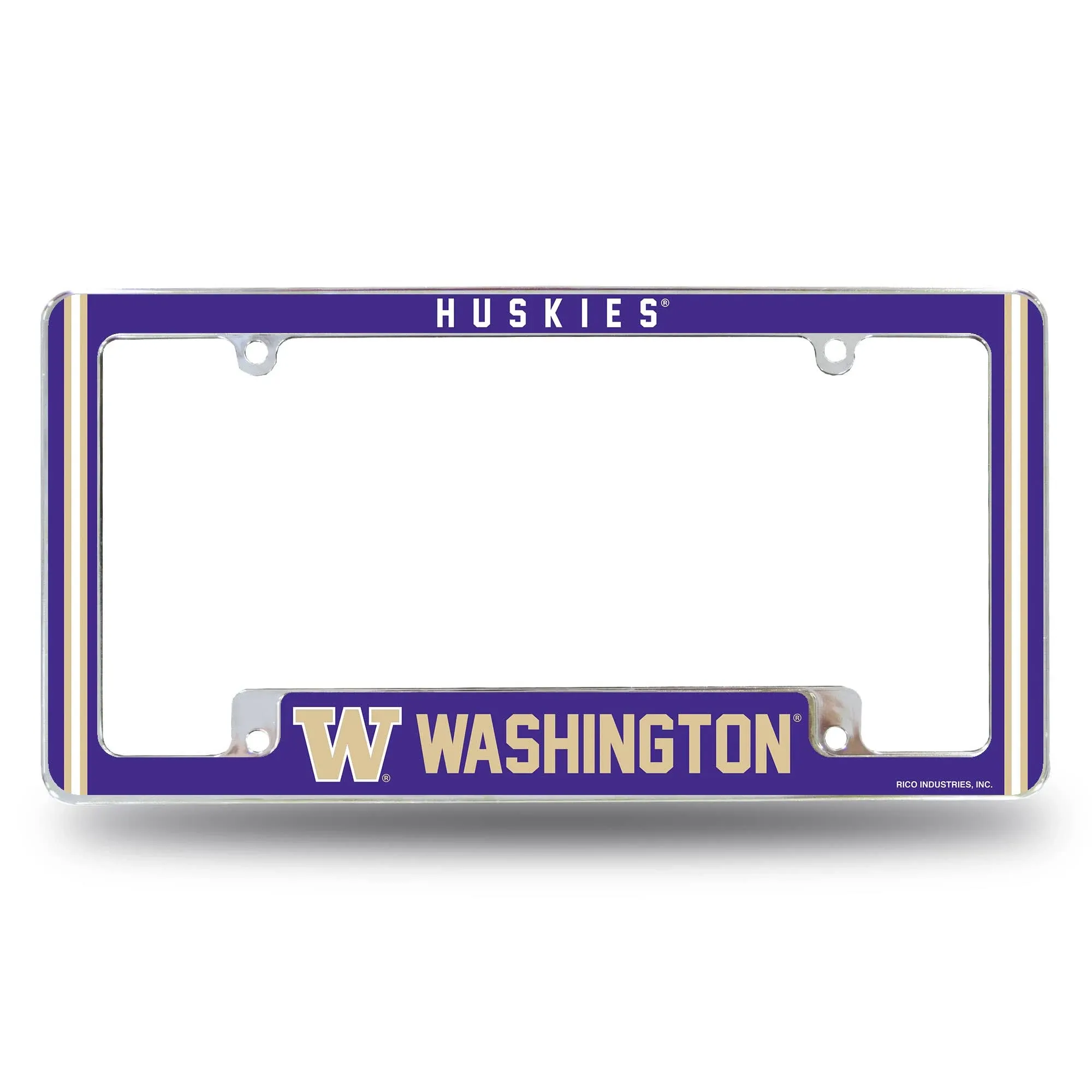 Rico Industries NCAA All Over Chrome Frame 12" x 6" Chrome All Over Automotive License Plate Frame for Car/Truck/SUV