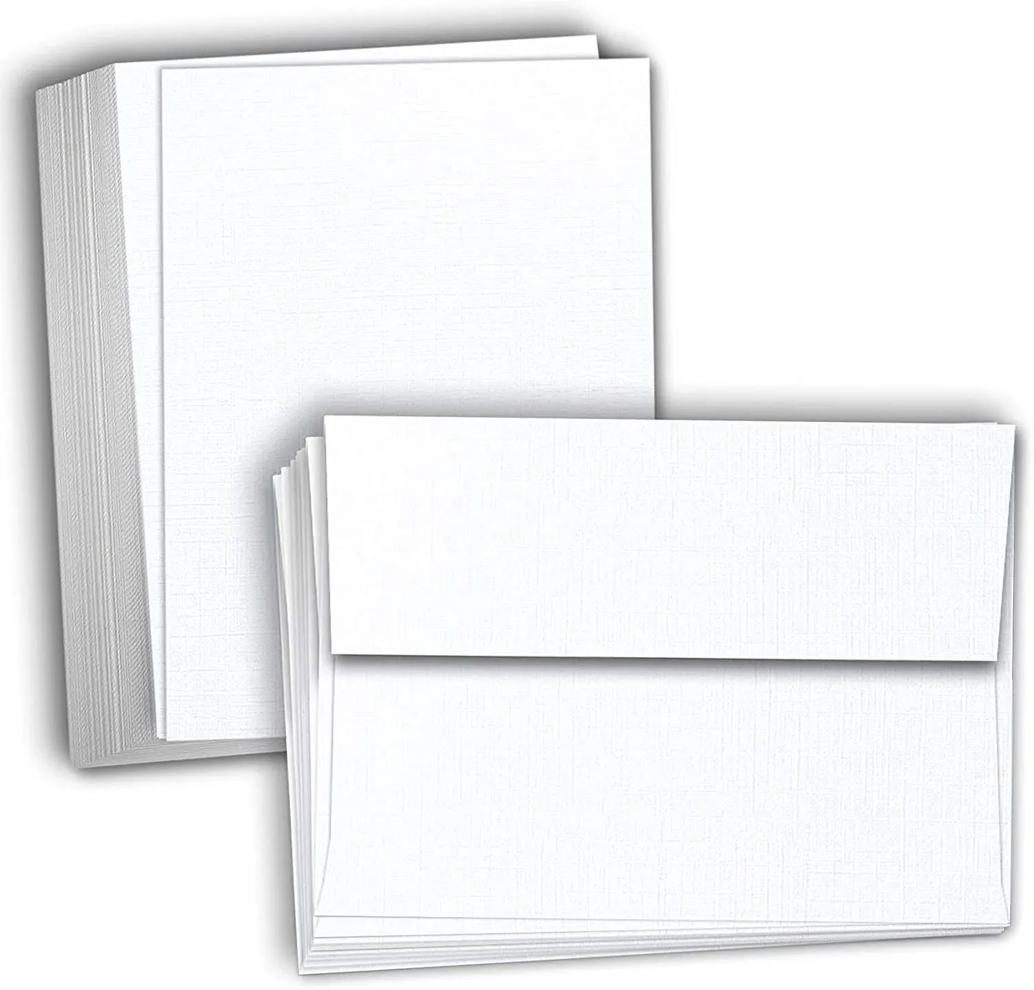 Hamilco White Linen Cardstock Paper Blank Cards Flat Card Stock Cover 100 Pack