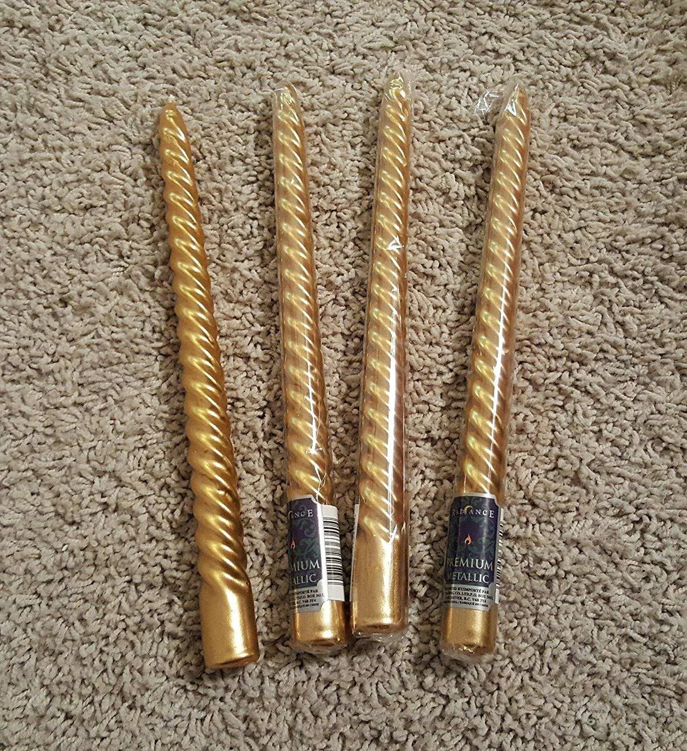 Gedengni Gold Twist Taper Candle, Spiral Taper Candle, Taper Twisted Dinner Dining Table Wedding Spiral Long Candles Wax