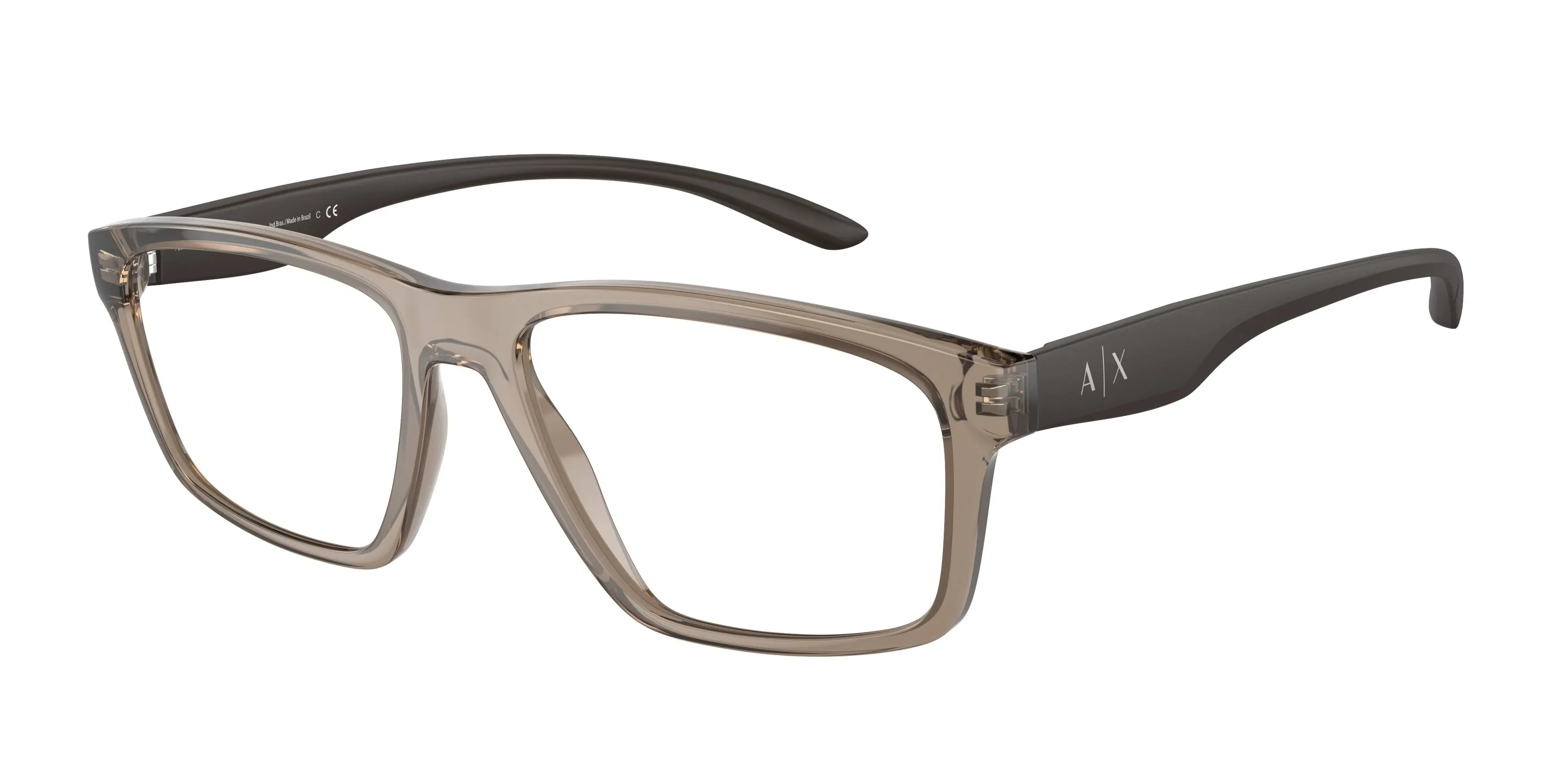 Armani Exchange AX3094F Eyeglasses Shiny Transparent Brown 56