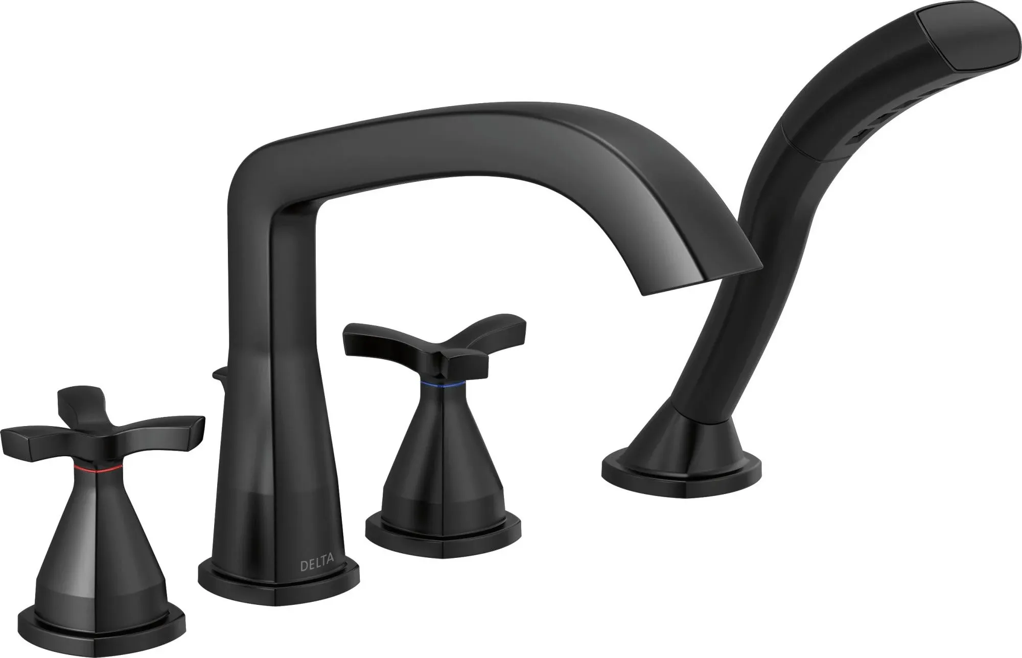 4-hole 8-16" installation Hole Deck-Mount with Diverter Tub Filler Faucet, Matte Black