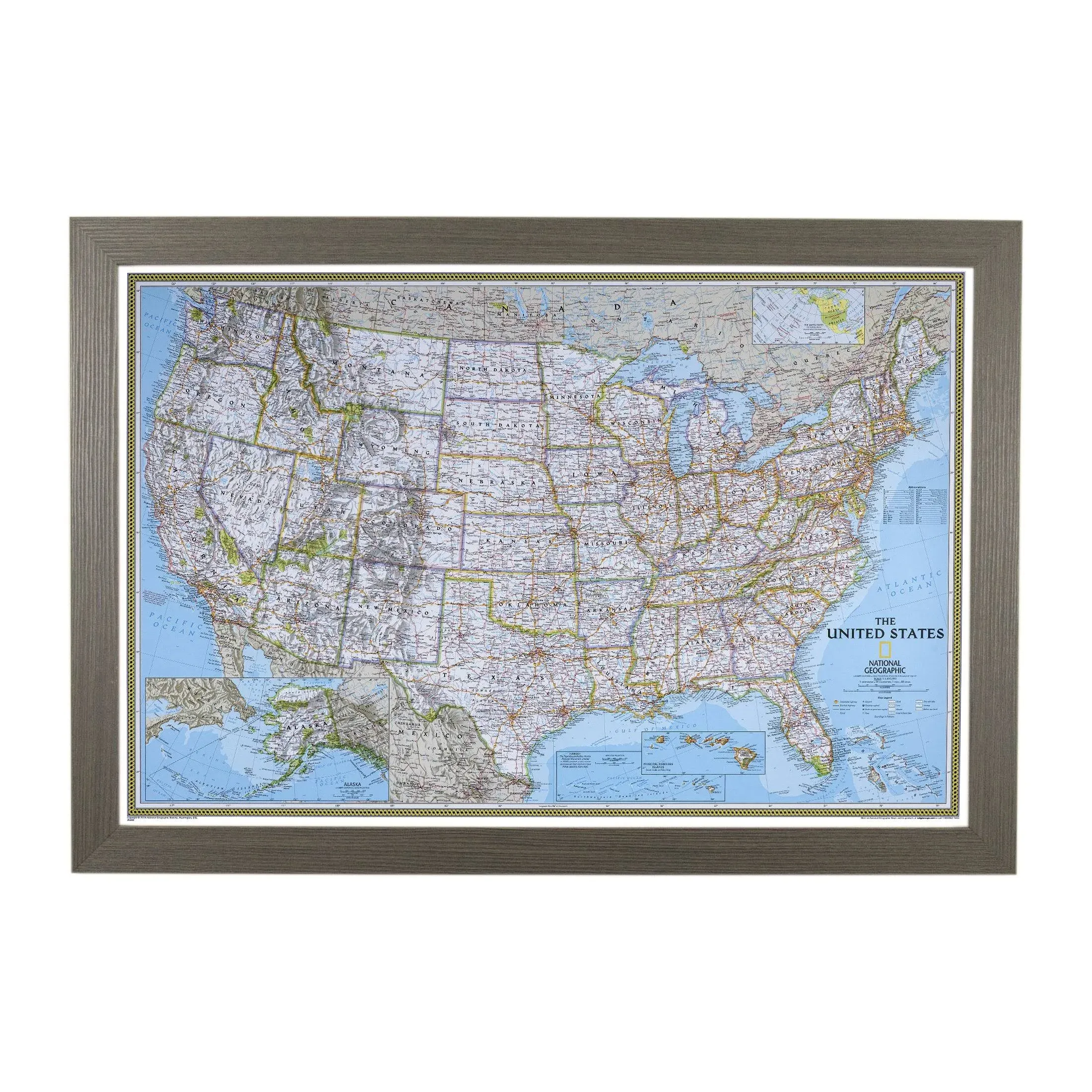 Push Pin Travel Maps - Classic US - Barnwood Gray Framed Pin Map for Tracking Your Travels - 27.5" x 39.5" - 8 Handcrafted Frame Options - Made in USA - Ideal for Any Traveler