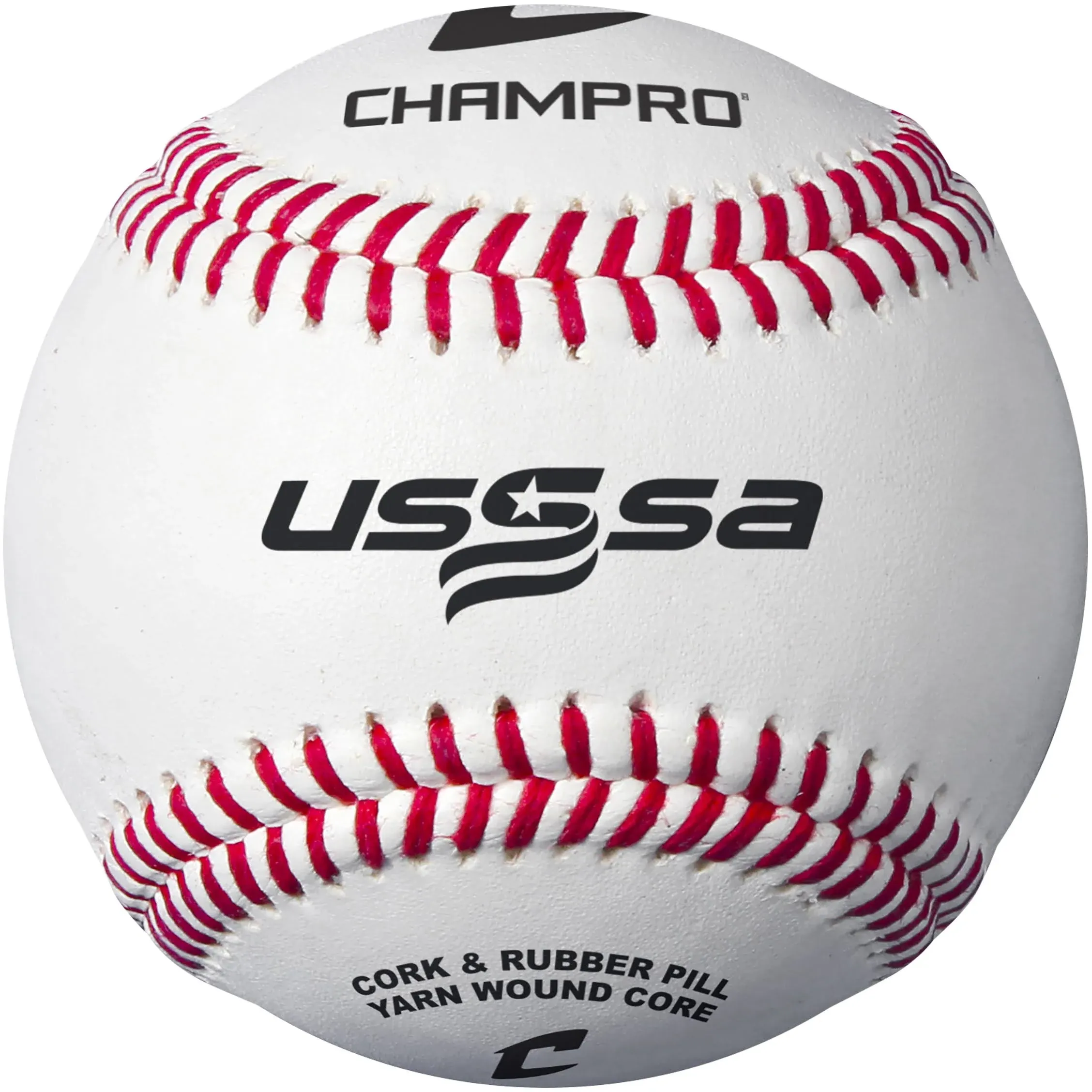 CHAMPRO USSSA Game Baseballs with Full Grain Leather Cover, 12Pack, White