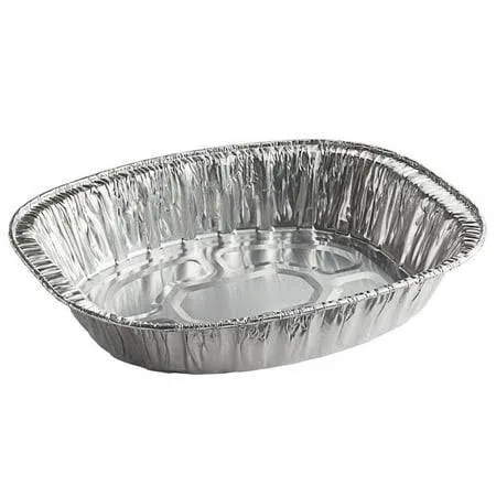 VeZee Disposable Oval Roasting Pan - Durable Turkey Roaster Pans Extra Large Heavy-Duty Aluminum Foil Deep Oval Shape for Chicken Meat Brisket Roasting Baking Recyclable: 50 Pans