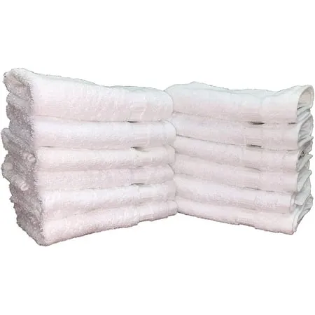 Optima Platinum Collection 13 x 13 White Washcloths Set of 12 100% Eco-Friendly Pre-Consumer Regenerated Cotton