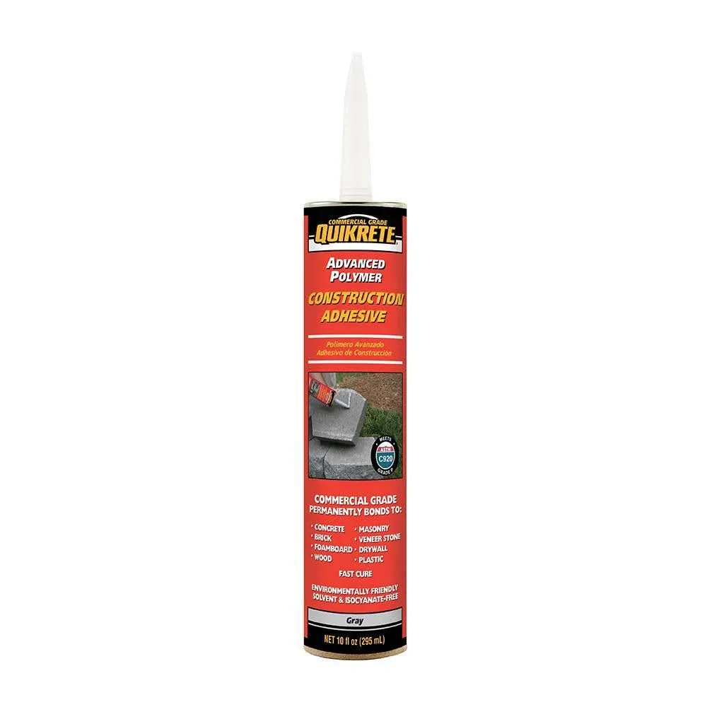 Quikrete 9902-10 Construction Adhesive, Gray, 10.1 oz Caulk Tube