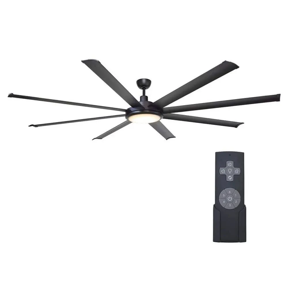 Parrot Uncle 75 in. Integrated LED 8-Blade Matte Black Ceiling Fan with Light and ...