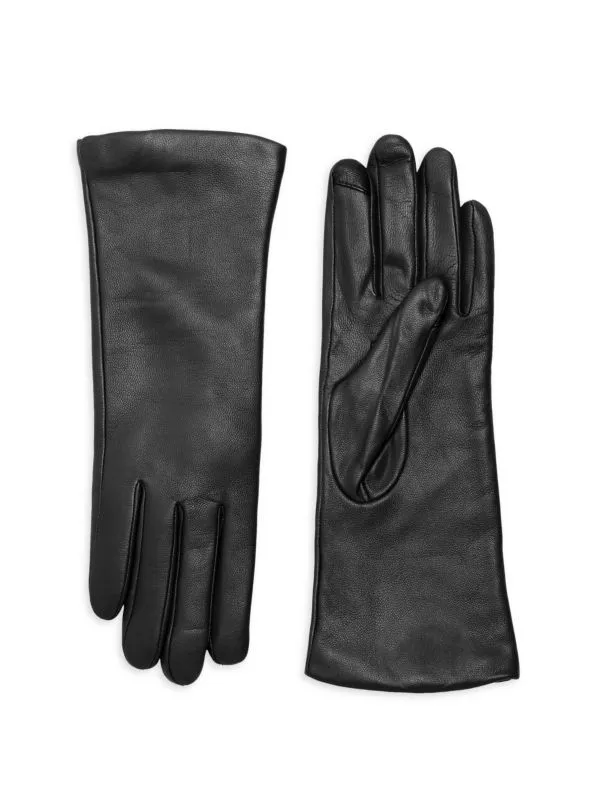 Polished Leather Cashmere Lined Tech Gloves