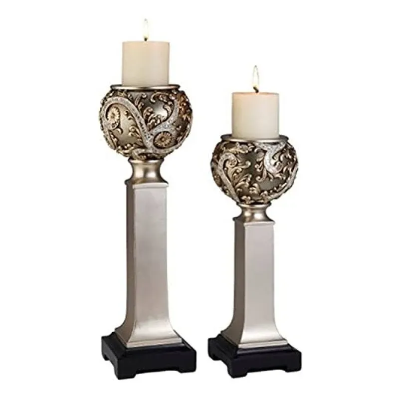 OK Lighting Silver Vine Candleholder Set (Set of 2)