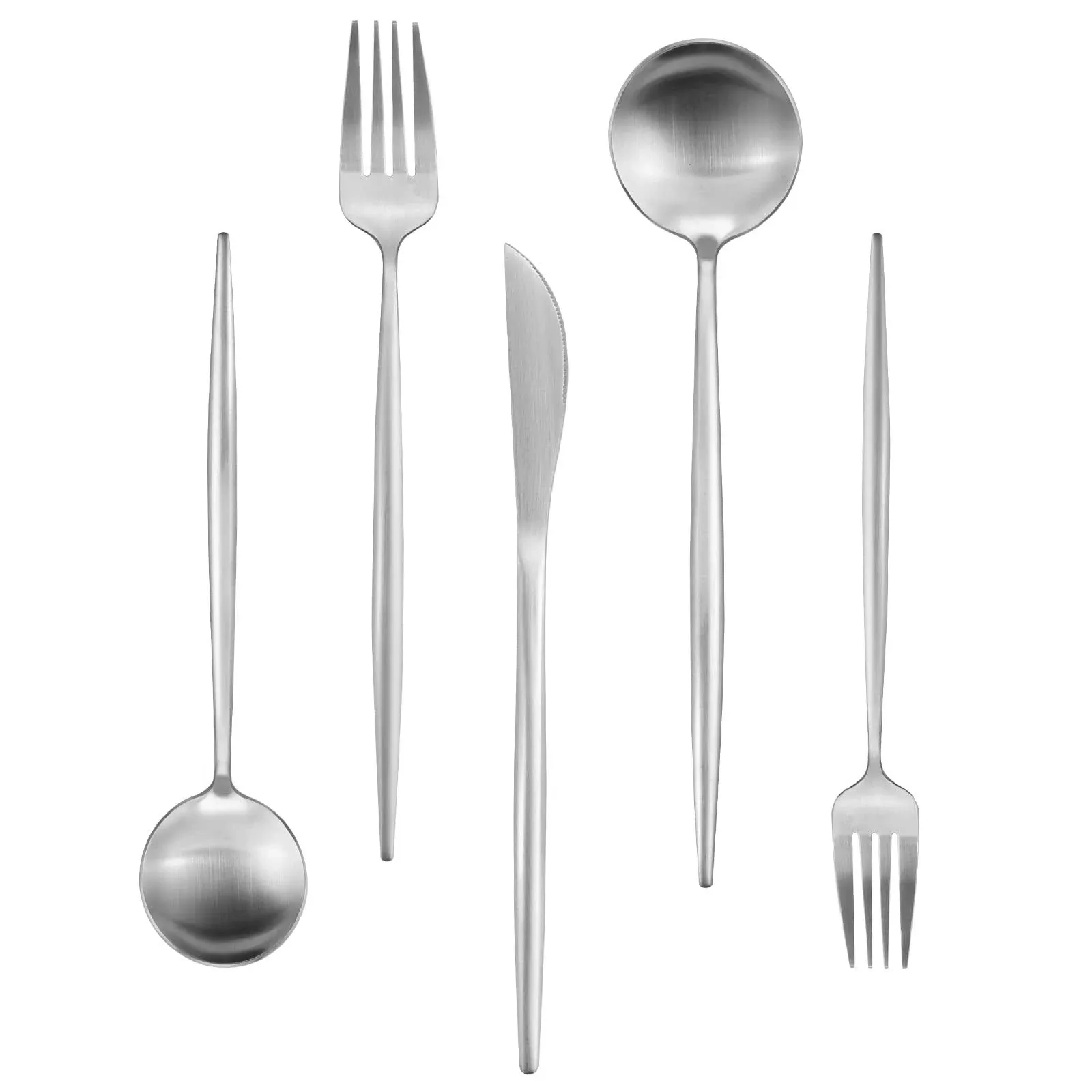 20-Piece Silverware Set, IBIILII Jeff Stainless Steel Flatware Set,Kitchen ...