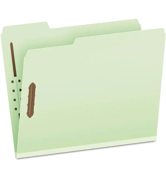 Pendaflex Pressboard Folders, 2 Fasteners, 1 inch Expansion, 1/3 Tab, Letter, Green, 25/Box