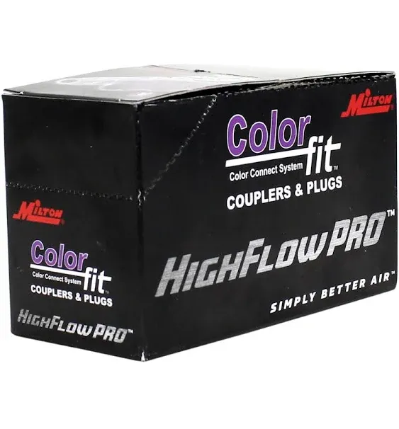 Milton 764VC ColorFit HighFlowPRO Couplers, V-style Purple, 1/4" NPT Female, Box of 10