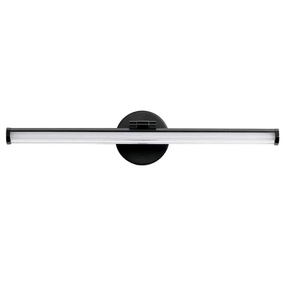 30 in. 1-Light Matte Black LED Vanity Light Bar 24-Watt Rotatable Bathroom Light Fixture