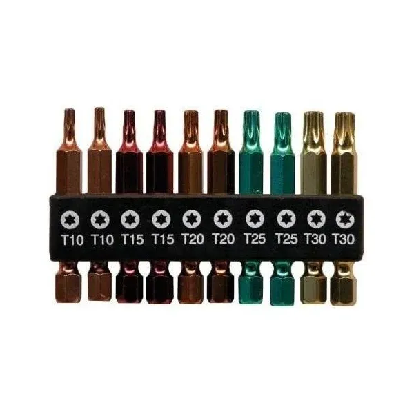 2" Assorted Torx Colored Bit Clip (10 Pack) Industrial Screwdriver Bit - Recyclable (Item# 75005)