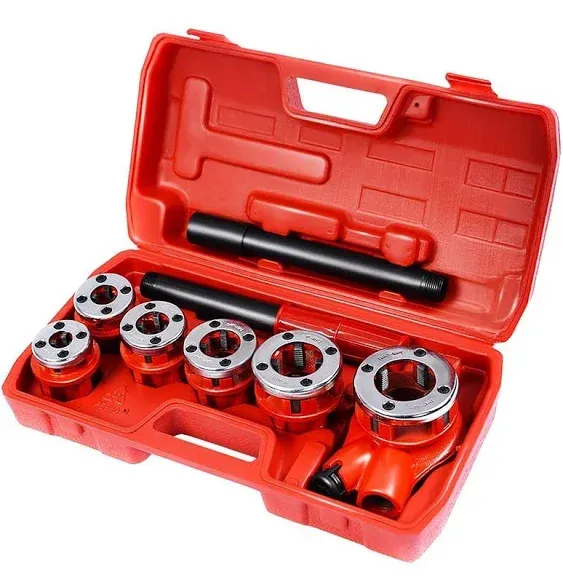 Ratchet Pipe Threader Kit, Ratcheting Pipe Threading Tool Set W/ 6 Dies- 1/4&#034;, 3