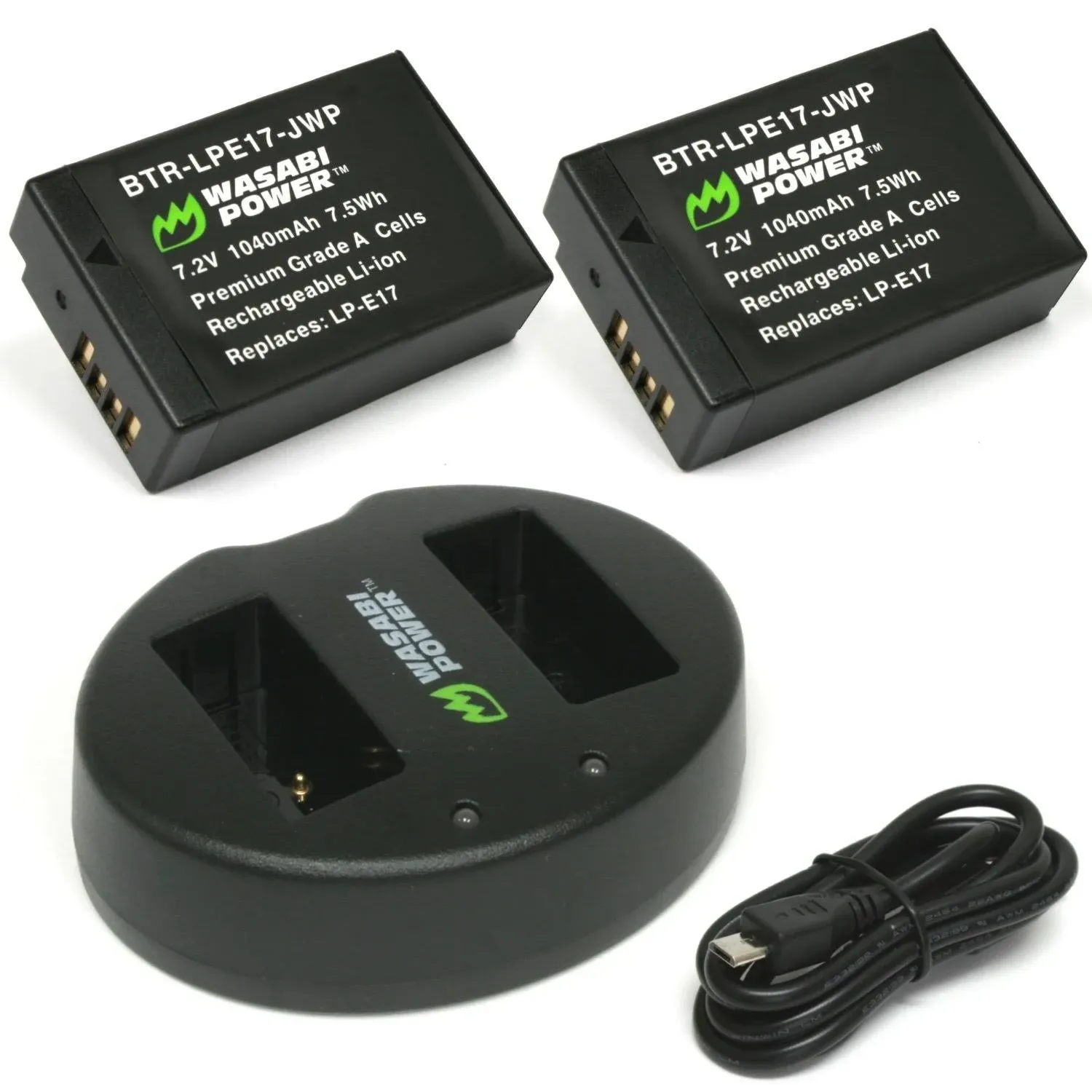 Wasabi Power Battery (2-Pack) and Dual Charger for Canon LP-E17