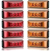 Partsam 5Amber & 5 Red 3.9" Thin-Line Side Marker Light W Reflector 3LED Sealed ...