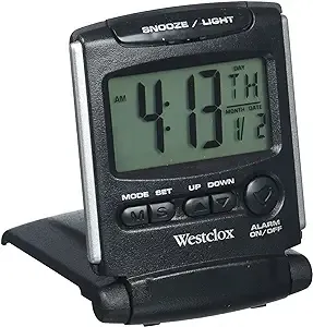 Westclox 72028 Travel Alarm Clock, Bluelight LCD