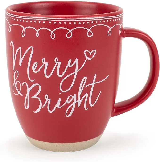 Elanze Designs Wonderful Raw Clay Bottom Red 16 ounce Ceramic Christmas Coffee Mug