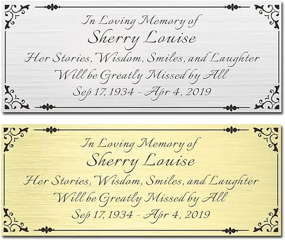 2.5" H x 6" W, Custom Elegant Engraved Plate, Personalized Memorial Plaque, Brushed Stainless Steel or Brass Laser Engraved Name Plates with Adhesive Backing or Screws, Square Corner (Silver, Gold)