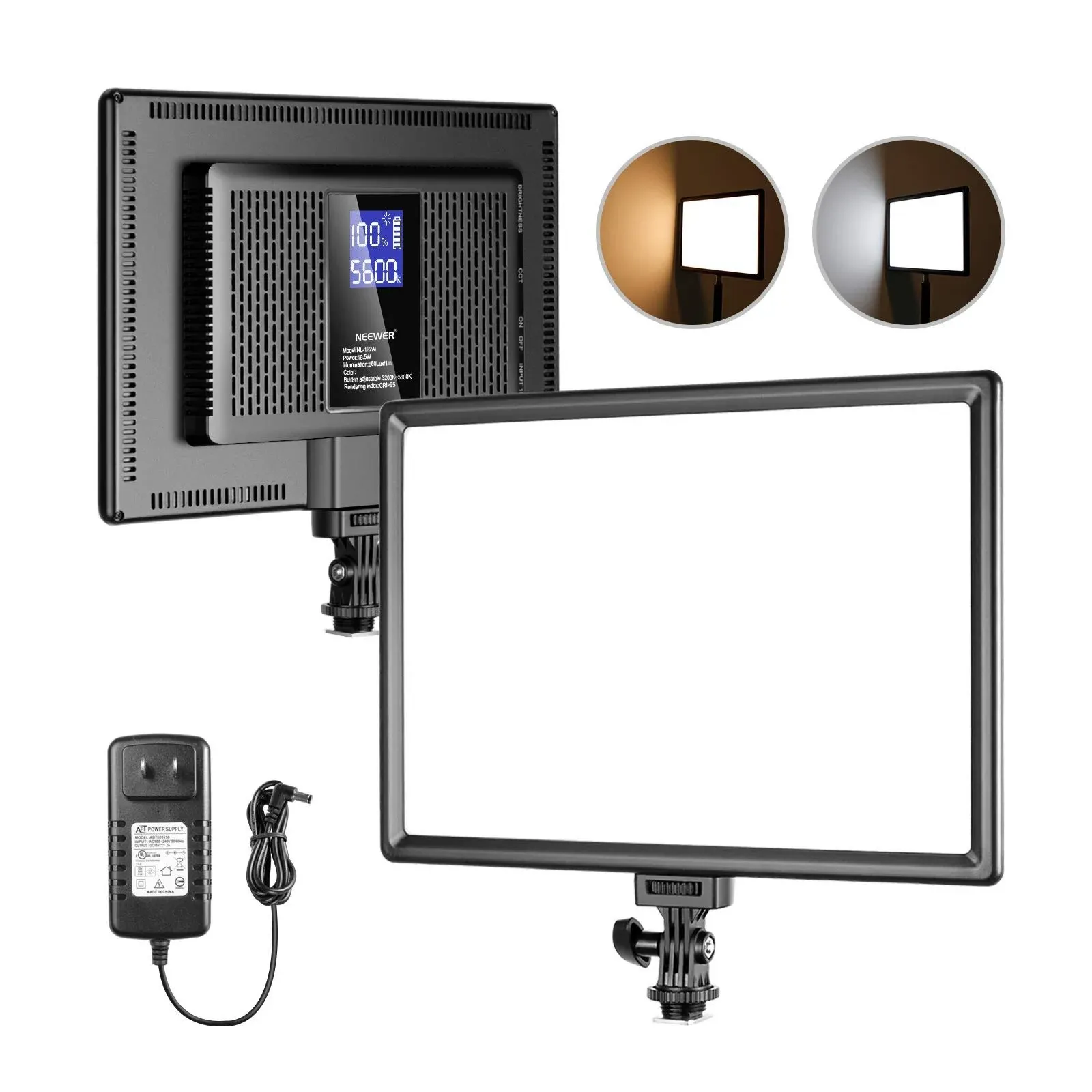 Neewer Ultra-Thin LED Soft Light Panel with LCD Display, Built-in Batteries