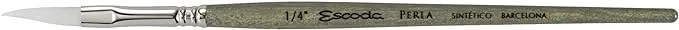 Escoda Perla Series 1436 Short Handle Dagger Striper Artist Watercolor Brush, 1/4", White Toray Filament