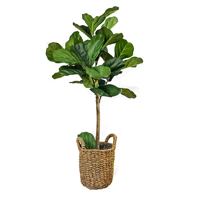 30 inch Green and Brown Fiddle Leaf Fig Artificial Tree in Basket