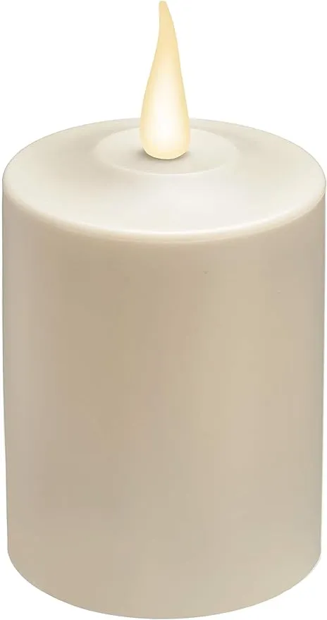 FPC1584 Weatherproof Flameless Indoor/Outdoor 4-Inch Battery Powered Pillar Candle with Warm White Realistic Flame