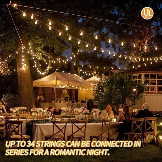 100FT LED Outdoor String Lights, UL Listed Waterproof Patio Lights Outside with 52 Shatterproof Dimmable ST38 Edison Bulbs, 2700K Connectable String Lights for Porch Bistro Yard Deck Balcony