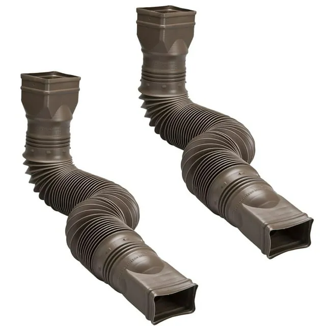 Brown Flexible Downspout Extension Gutter Connector Rainwater Drainage 25&#034; - 55&#034;