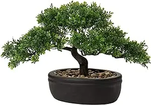 Artificial Bonsai Tree Juniper Faux Plants Indoor Small Fake Plants Decor with Ceramic Pots for Home Table Office Desk Bathroom Shelf Bedroom Living Room Farmhouse Decorations