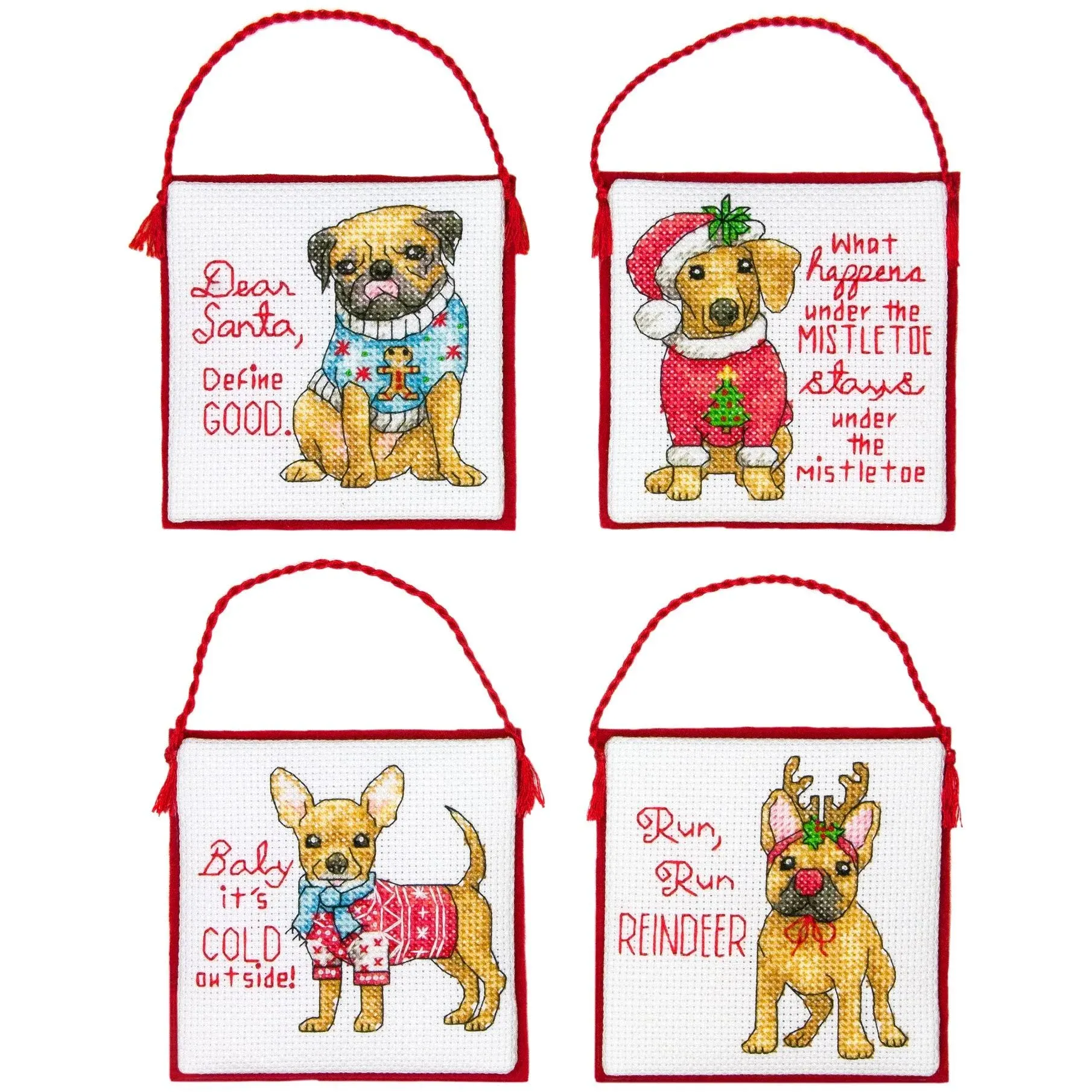 Christmas Pups Counted Cross Stitch Ornament Kit by Dimensions