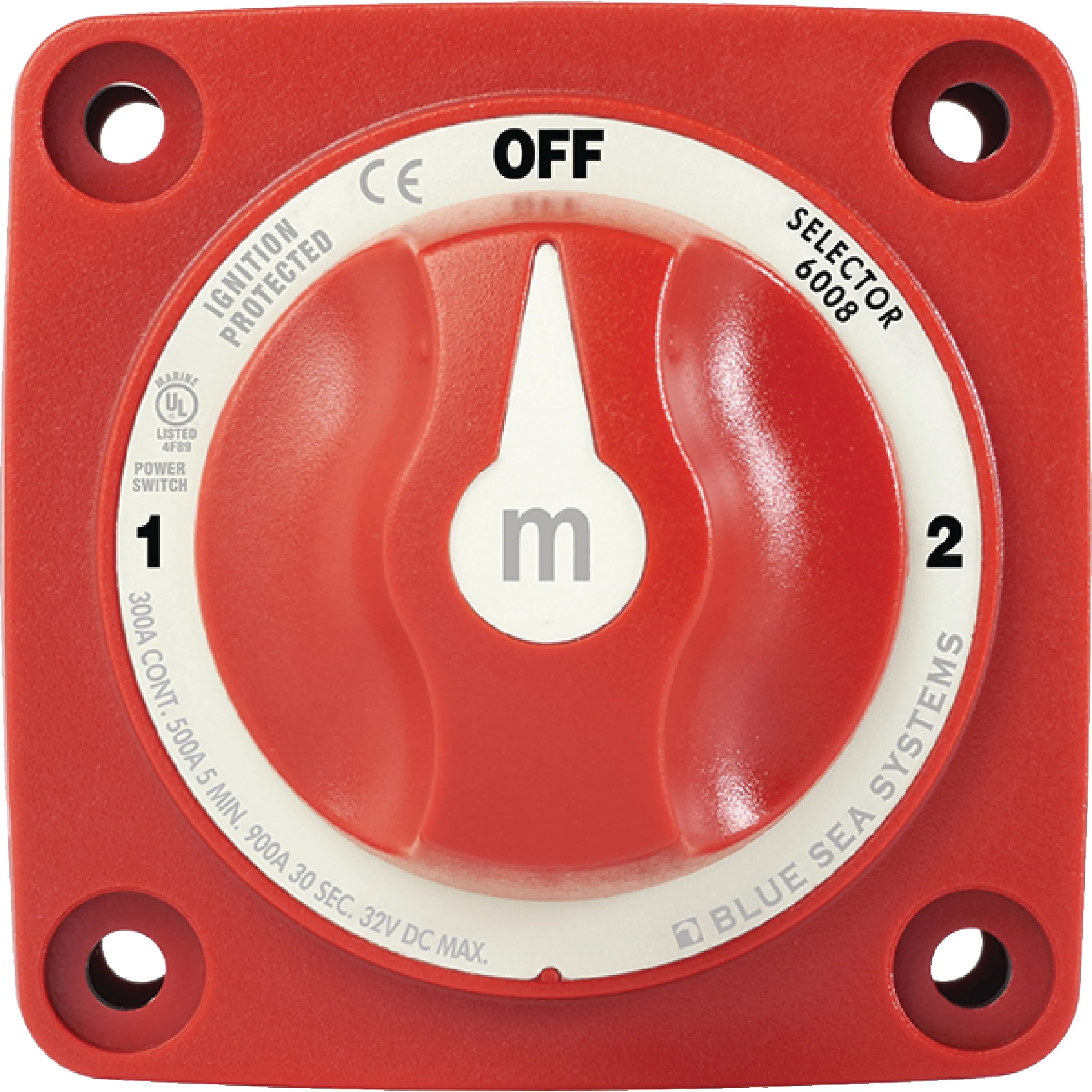 Blue Sea Systems 6008 m-Series Battery Switch 3 Position Selector, Red