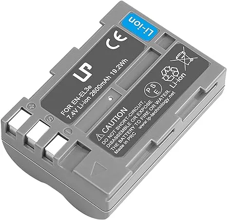 LP EN-EL3e, EL3, EL3a Battery, 2600 mAh Battery Compatible with Nikon D700, D300s, D300, D200, D100, D90, D80, D70S, D70, D50, MH-18, MH18a, MH-19, MB-D200, MB-D10