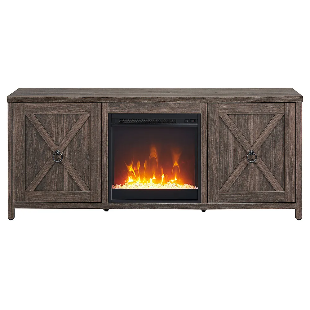 Granger 58" TV Stand with Crystal Fireplace Insert - Alder Brown