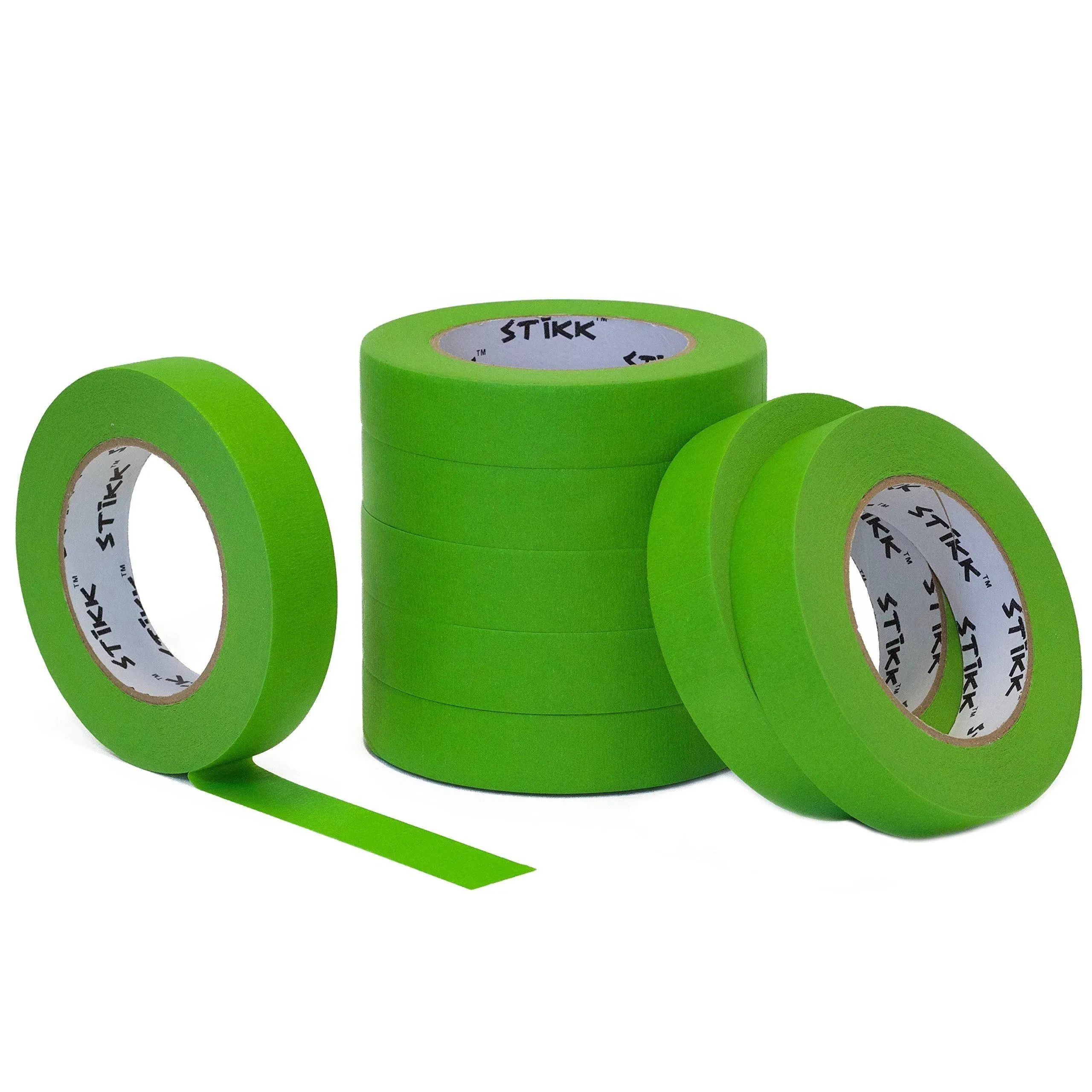 STIKK Painters Tape - 8pk Green Painter Tape - 1 inch x 60 Yards - Paint Tape for Painting, Edges, Trim, Ceilings - Masking Tape for DIY Paint Projects - Residue-Free Painting Tape