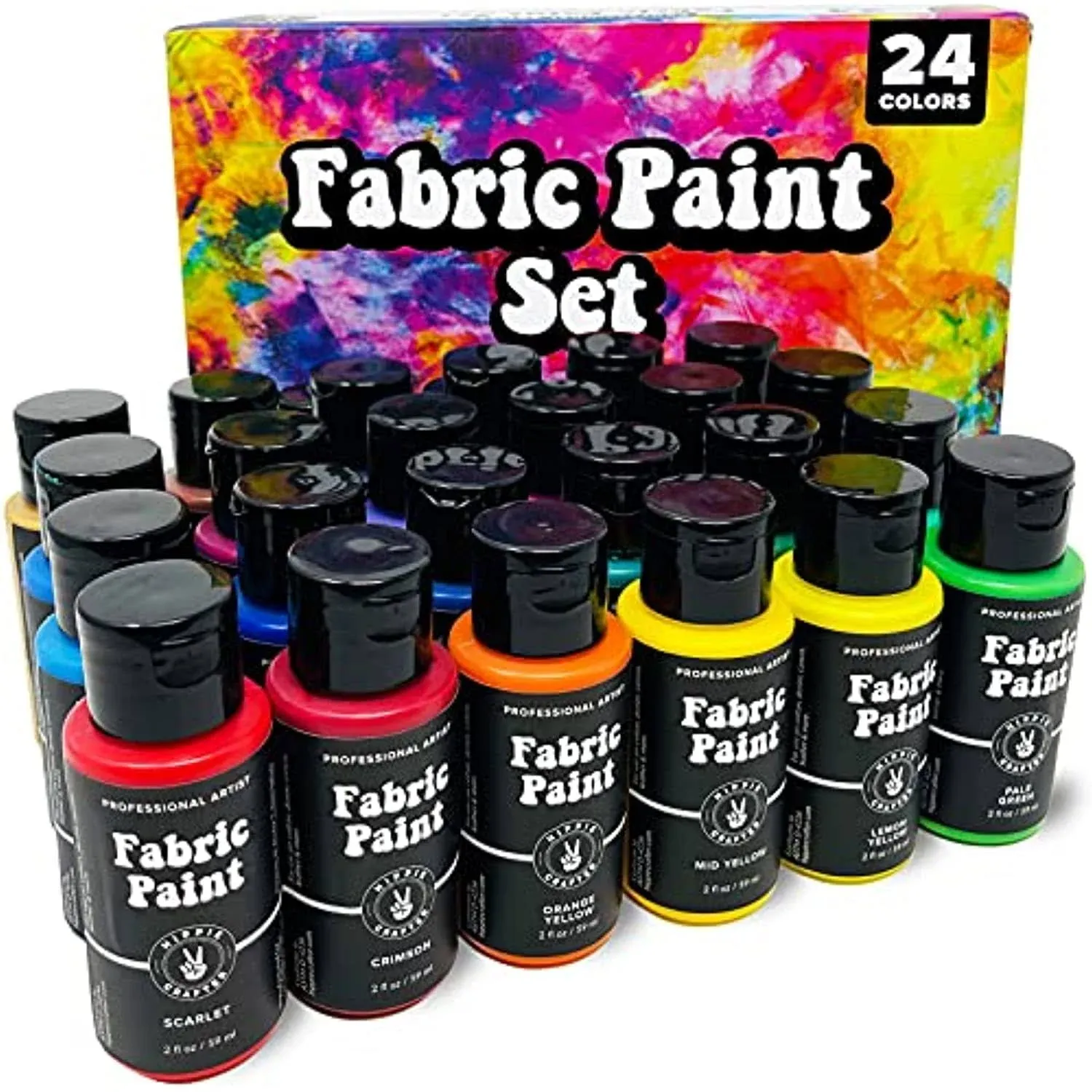 24 Fabric Paint Set for Clothes Upholstery Shoe Sneaker Denim Permanent Medium