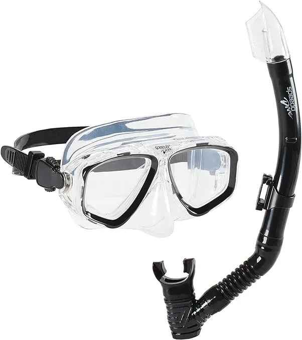 Speedo Unisex-Adult Swim Snorkel Dive Mask Anti-Fog with Nose Cover Adventure Series