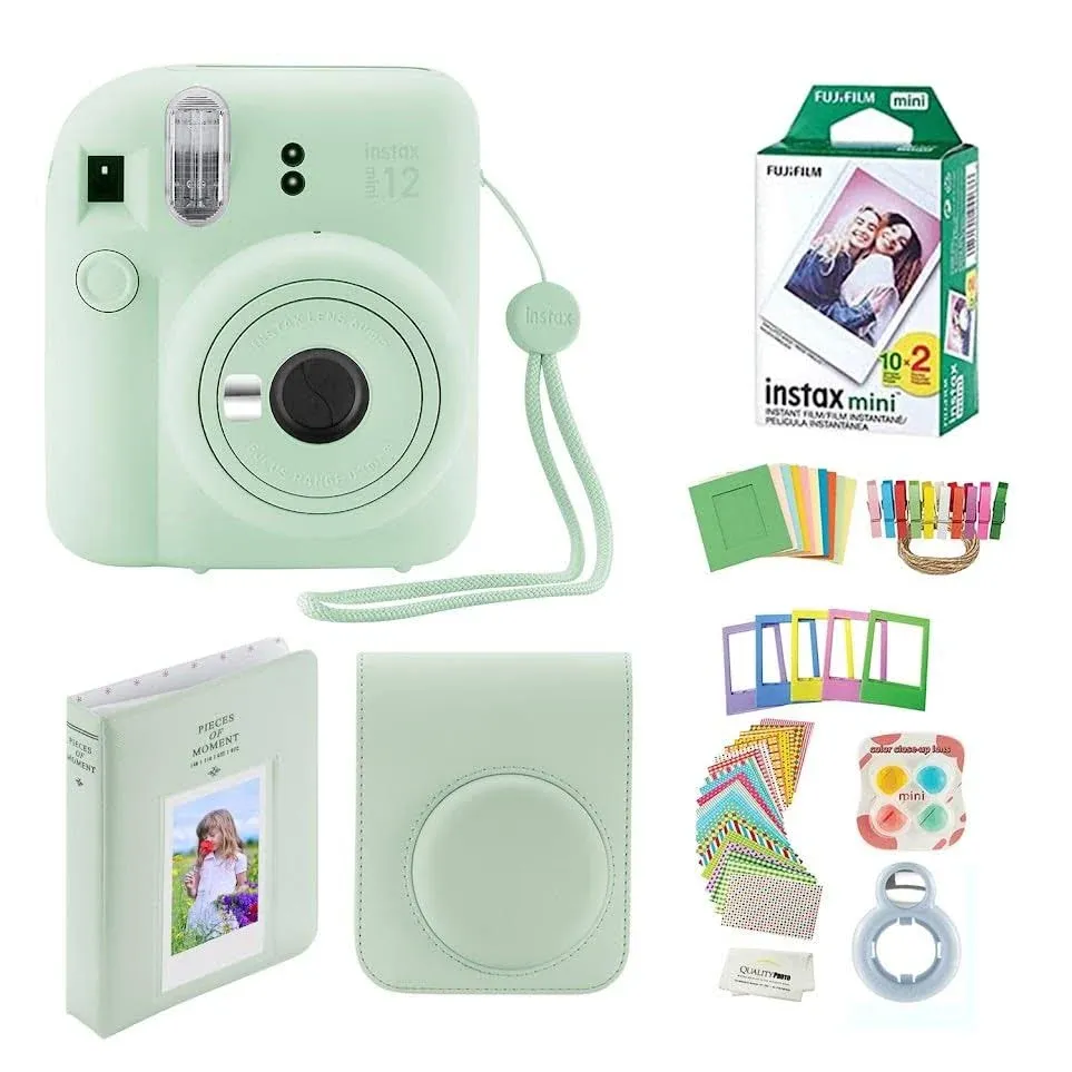 Fujifilm Instax Mini 12 Instant Camera with Case, 20 Fuji Films,(Mint Green)