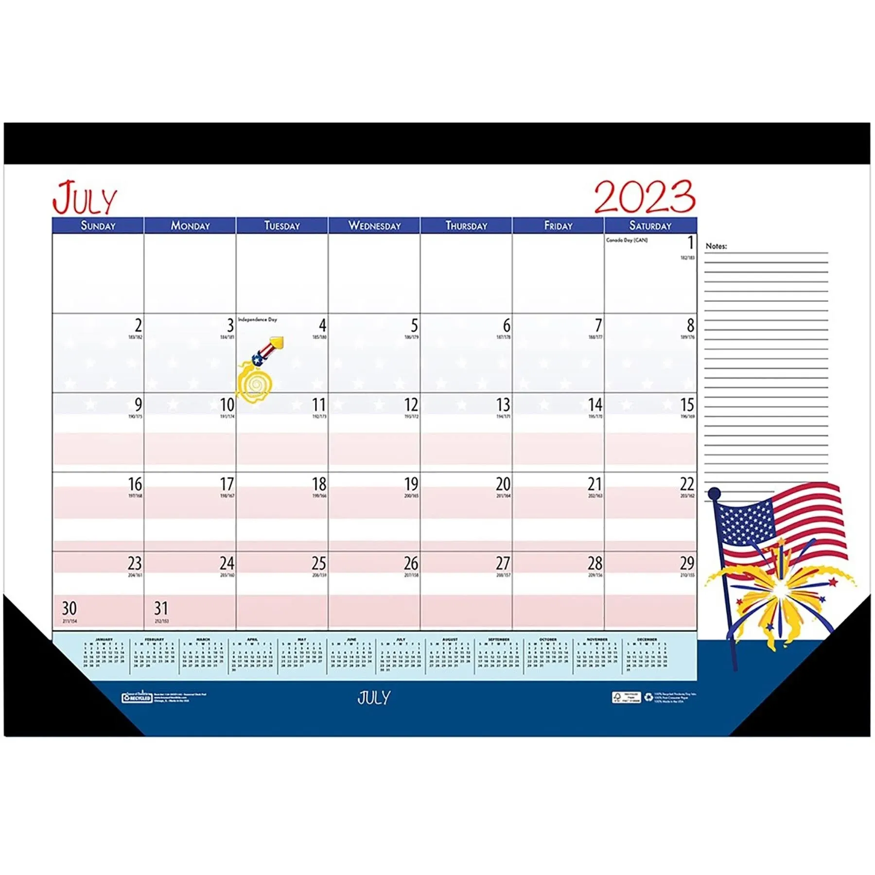 2024-2025 House of Doolittle Seasonal Holiday Depictions 22-inch x 17-inch Academic Monthly Desk Pad Calendar (1395-25)