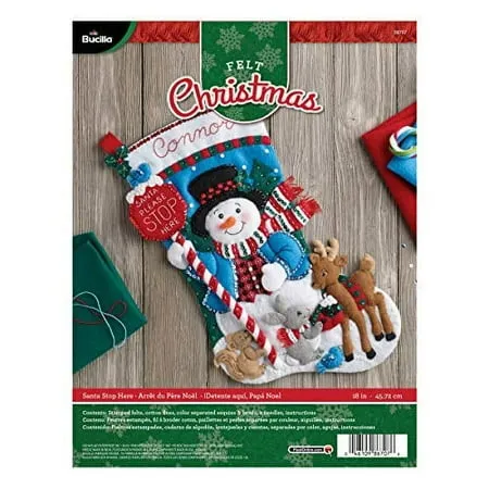 Bucilla Felt Applique Stocking Kit (18-Inch), Santa Stop Here