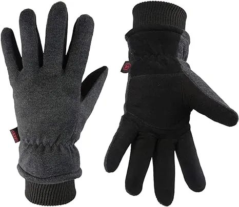 OZERO Winter Gloves Coldproof Snow Work Ski Glove - Deerskin Leather Palm &amp;