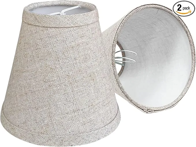 Double Mini Small Brown Barrel Lamp Shades Clip On Bulb, Tootoo Star Barrel Fabric Lampshade for Table Chandeliers Wall Floor Lamp Replacement, 3x6x5