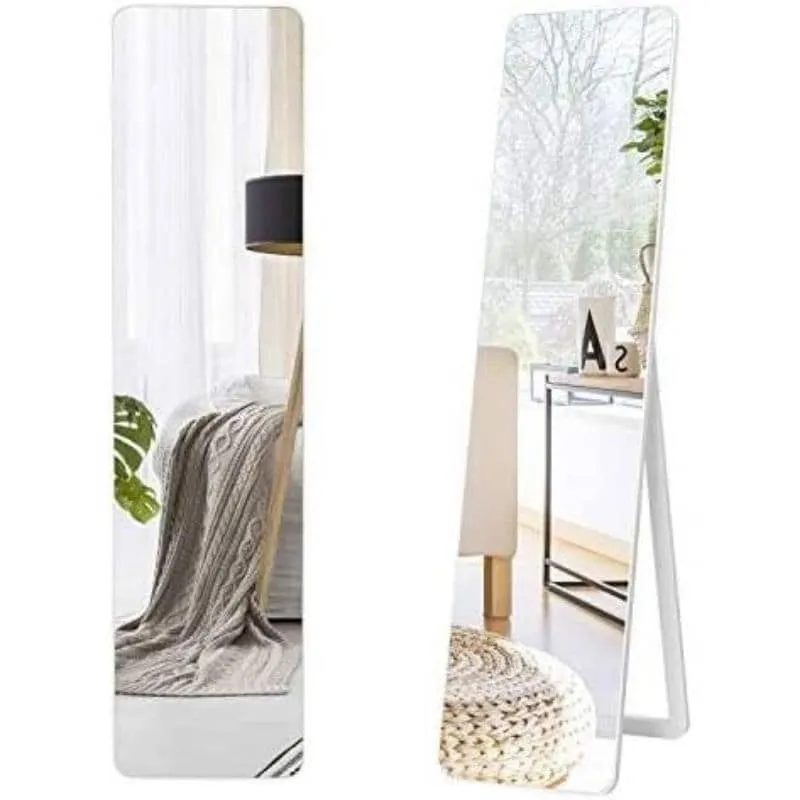 Modern Freestanding Full Length Floor Mirror with Stand or Wall Mounted - 63â (L) x 14.5â (W)